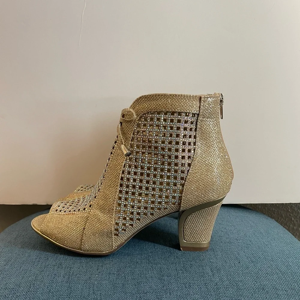Valenti Franco Sassy 1 Peep Toe Glitter High Heels size 10 - Picture 1 of 11